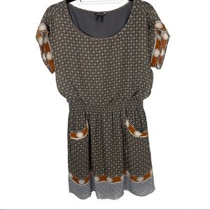 CLUB MONACO 100% SILK PATTERNED LINED DRESS 00